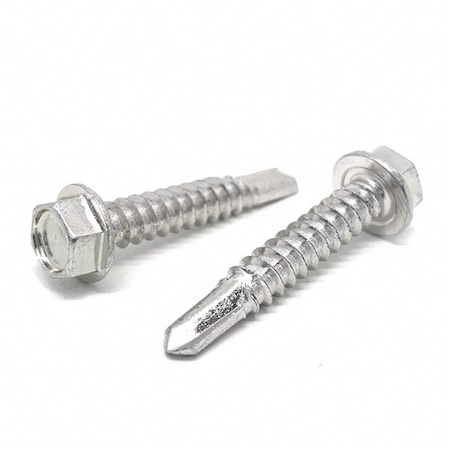 Boltsandnuts.Com Self-Drilling Screw, #12 x 2-1/2 in, Plain 410 Stainless Steel Flange Hex Head External Hex Drive 12D250HWDSSS/410/3-50